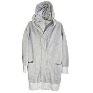 Lululemon‎ Karmacollected Wrap Jacket Cardigan Long Hooded Heathered Grey/White